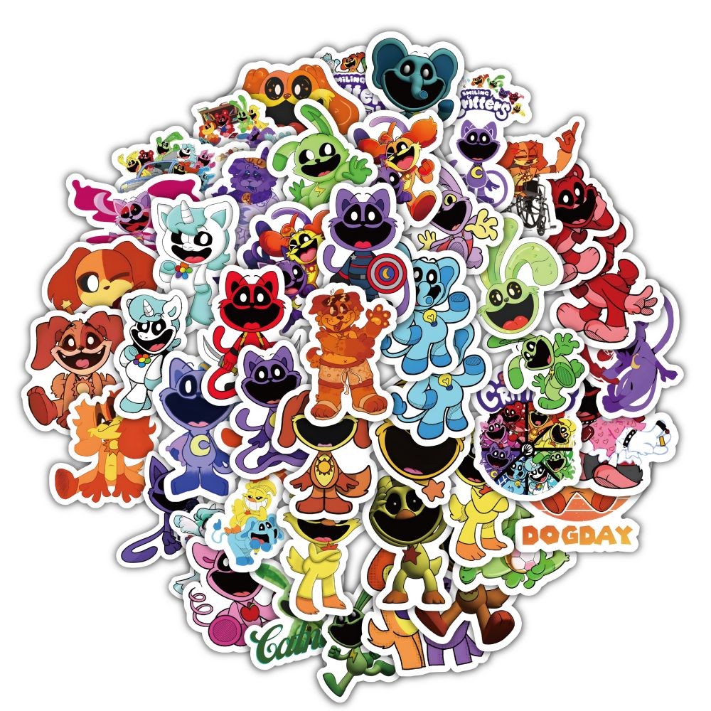 60pcs การ์ตูนอะนิเมะยิ้ม Critters Graffiti สติกเกอร์สําหรับจักรยานบัญชีมือกรณีดินสอ Decals LanLanStickersWorld
