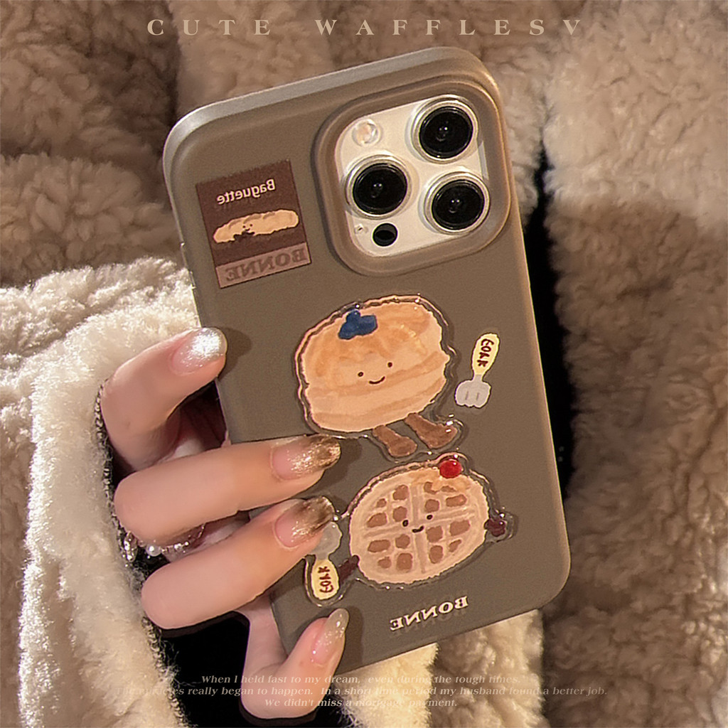 คุกกี้สองมิติน่ารักสีน้ําตาลพร้อมเคสโทรศัพท์ป้องกันtpuสําหรับapple iphone12 13 14 15 16pro max plus
