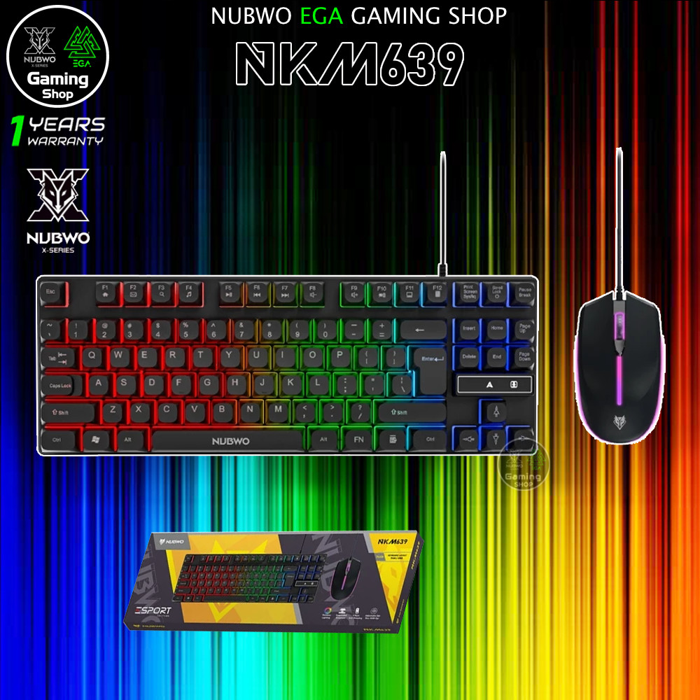🎮 GAMING NUBWO NKM639 KEYBOARD + MOUSE SET คีย์บอร์ดและเมาส์ แบบสาย มีไฟ RGB RUBBER DOME SWITCHES NK