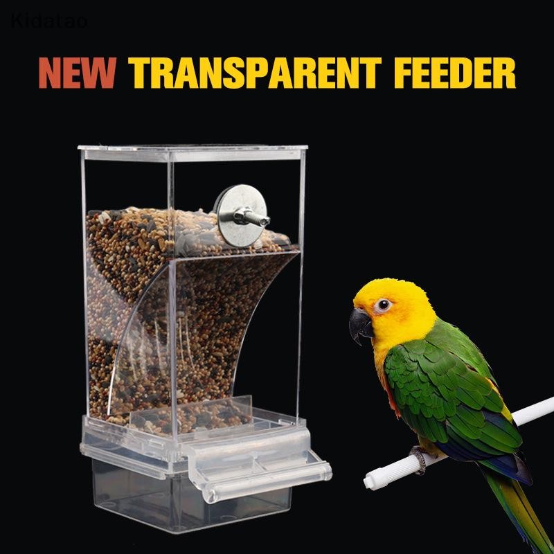 Kidatao โปร่งใสอัตโนมัติอัตโนมัติอัตโนมัติ Bird Seed แขวนกล่องอาหารและ T Parrot Cage อุปกรณ์เสริมนกอุปกรณ์ใหม่