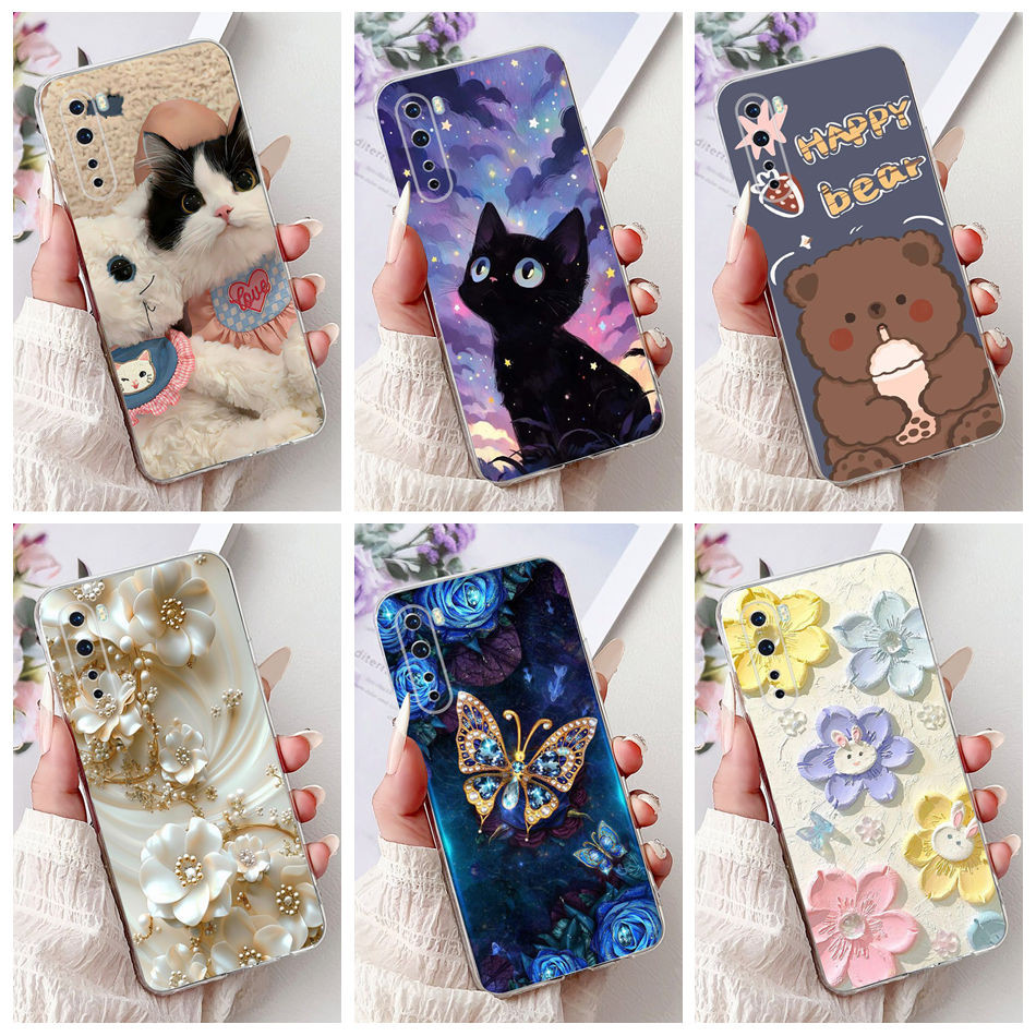 Oneplus Nord / 8 Nord 5G / Z AC2001 AC2003 เคสแมวน่ารักผีเสื้อดอกไม้ซิลิโคนอ่อนนุ่ม TPU เคสโทรศัพท์