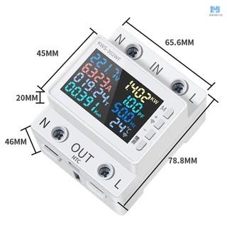 Tuya WiFi 8in1 Power Meter หน้าจอสี 2P Multi-function AC Energy Meter Mobilephone Remotely APP ควบคุม 170-270V/63A แรงดันไฟฟ้าและ Current Meter Standard Rail ติดตั้ง