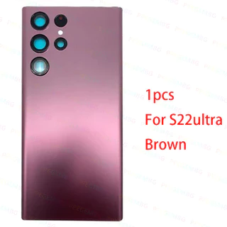 เปลี่ยนกระจกด้านหลังสําหรับ Samsung Galaxy S22 Ultra S908 S22Ultra ฝาครอบแบตเตอรี่ด้านหลังประตูเลนส์กล้อง