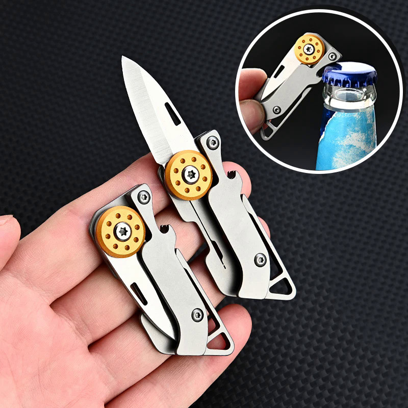 D2 Stainless Steel Folding Knife Multifunctional  Bottle Opener Originality Knife  Outdoor Survival 