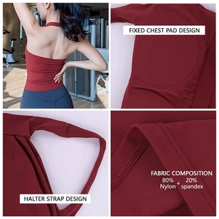 【Beautytrend】Fixed chest pad สปอร์ตบราแบบมีแผ่นรอง หน้าอกเสริม ดีไซน์คอฮัลเตอร์ ดูดซับแรงกระแทก ทำจากผ้าที่เป็นมิตรกับผิว เหมาะสำหรับโยคะและฟิตเนส