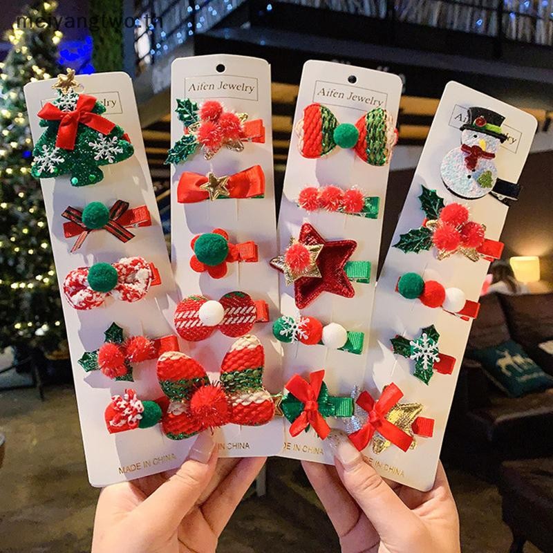 Meiyangtwo.th 5/10 ชิ้นใหม่คริสต์มาสคลิปผมผู้หญิงอุปกรณ์เสริมผม Xmas ปีใหม่ Party Barrettes Hairpins เด็กคอสเพลย์ Headwear ใหม่