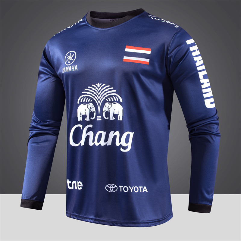 เสื้อกีฬาแขนยาว พิมพ์ลาย สีดํา ซับเหงื่อ ระบายอากาศ เสื้อยืดแขนยาว เสื้อปั่นจักรยานผู้ชาย