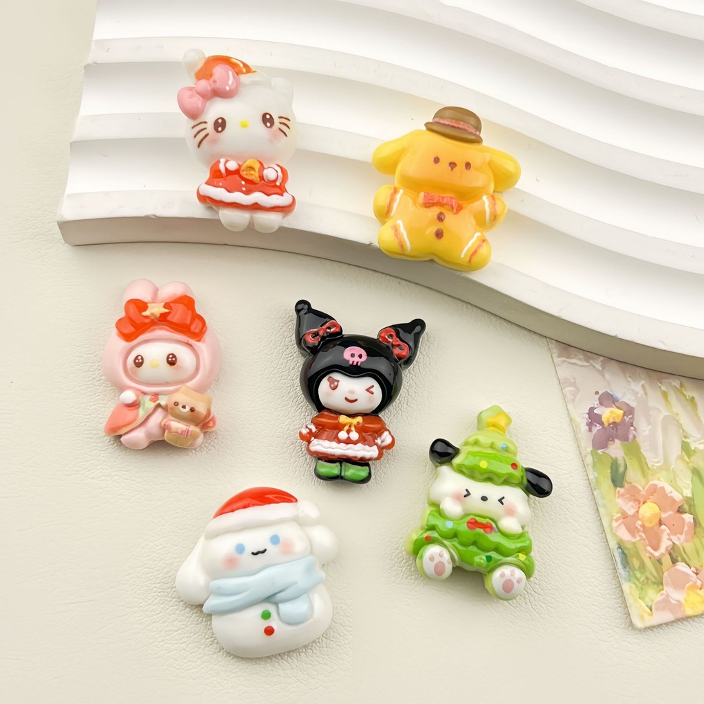 SANRIO 10ชิ้นน่ารัก ซานริโอ คริสมาสต์เรซิ่นเสน่ห์สําหรับ ทําเอง (5-8)