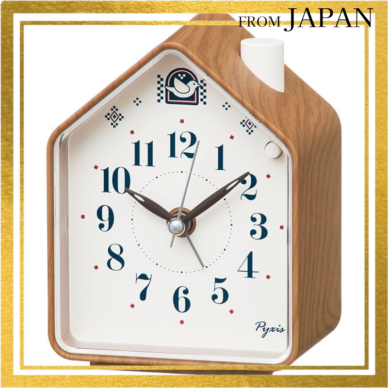 Seiko Clock Alarm Clock Table Clock Analog Brown Wood Grain 110×86×63mm PYXIS NR453BDirect from Japa