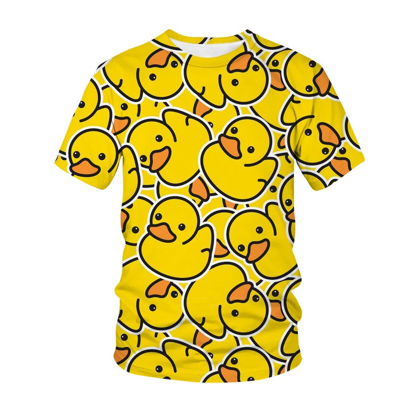 ฤดูร้อน เสื้อยืดพิมพ์ 3D เป็ดน่ารัก หมู เสื้อยืดเด็ก แฟชั่นสบายๆ การ์ตูน เสื้อยืดคอกลม เสื้อผ้าเด็กชายและหญิง