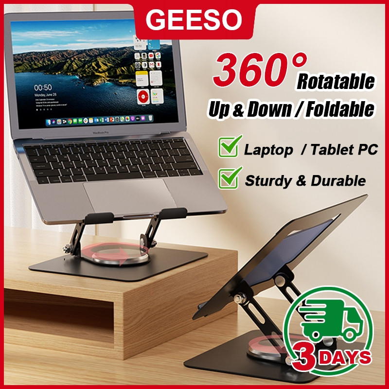 มีสินค้าในสต๊อกGEESO 360 °   ขาตั้งแล็ปท็อปหมุนได้ วัสดุเหล็ก ขาตั้งโน้ตบุ๊ก ปรับได้อย่างอิสระ 360 อ