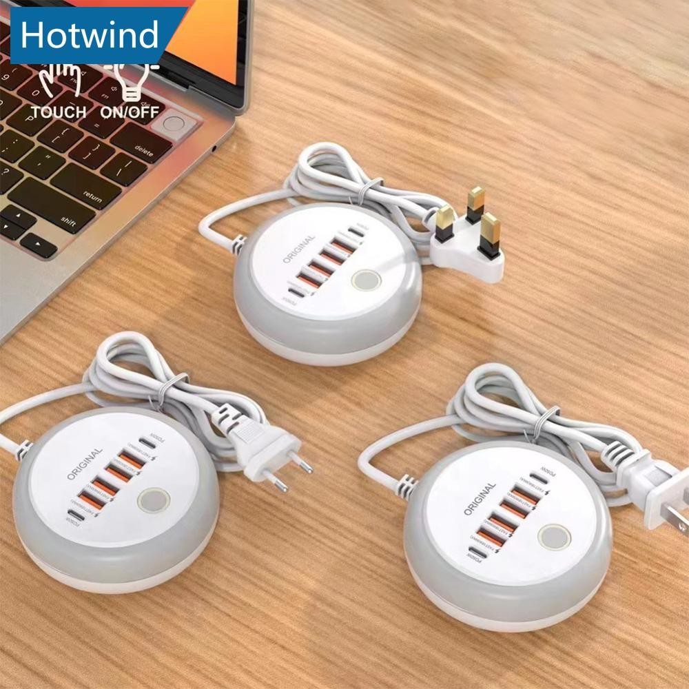 Hw PD 50W Charger USB Type C 6 พอร์ต QC3.0 โทรศัพท์มือถืออะแดปเตอร์ผนังพร้อม Touch LED Light Travel 