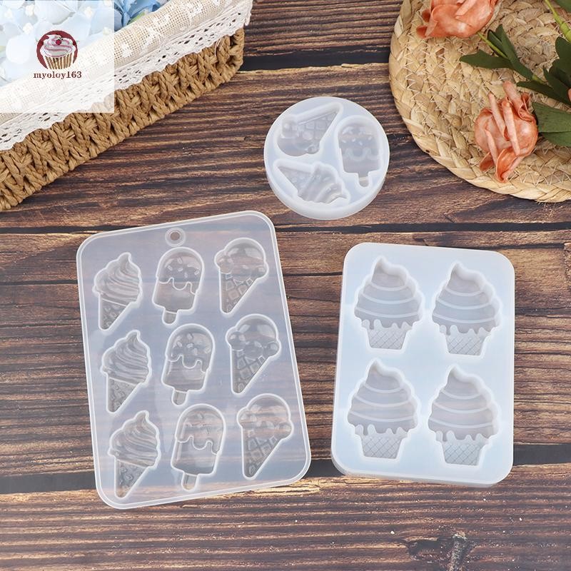 Myoloy DIY ไอศกรีม Popsicle แม่พิมพ์ซิลิโคนอาหาร Cabochon DIY Decoden อุปกรณ์หวานตกแต่งเรซิ่นหัตถกรรม UV เรซิ่นแม่พิมพ์ฤดูร้อนตกแต่ง TH