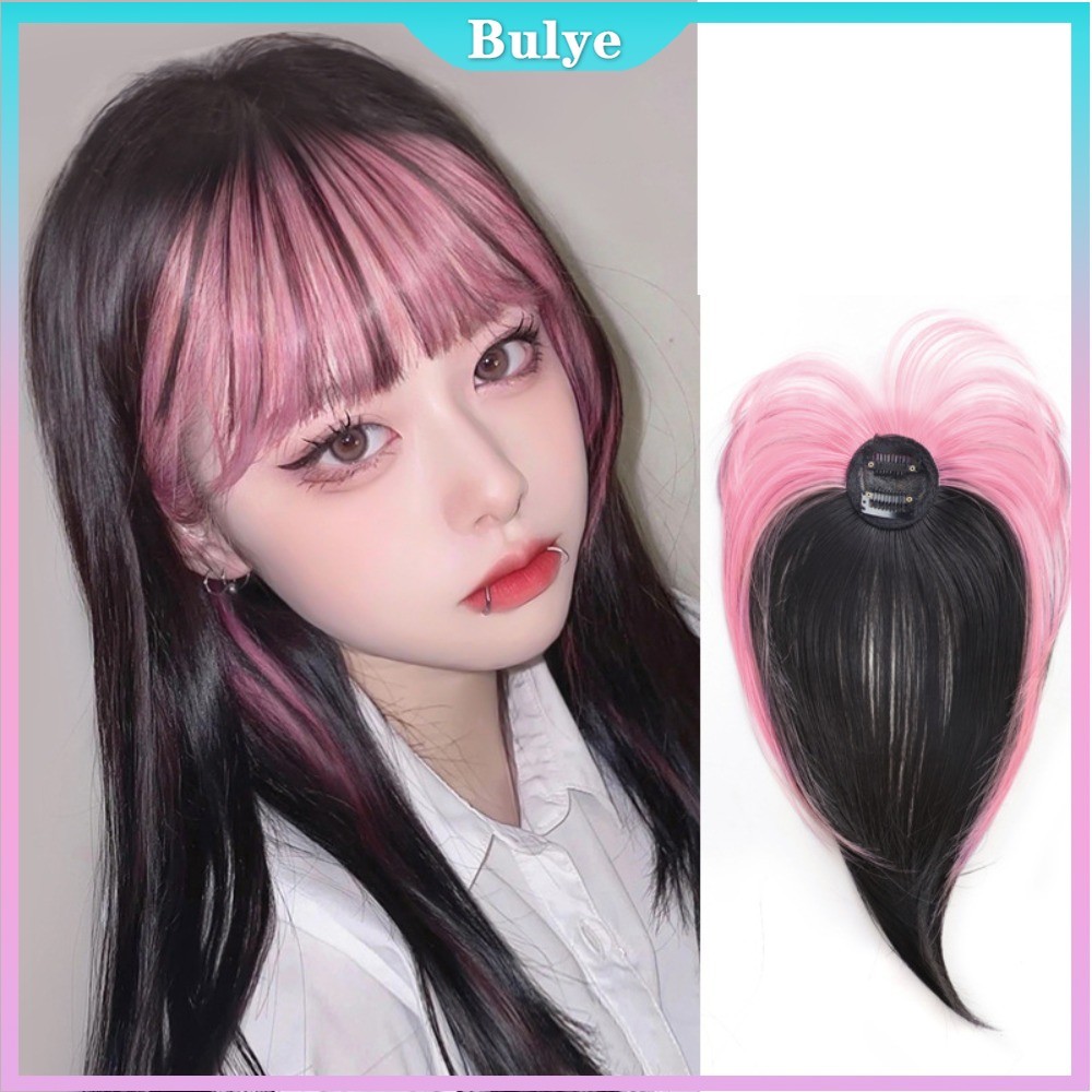 (เรือจากประเทศไทย) Highlights Pink Golden Air Bangs Wig ที่มองไม่เห็น Traceless หน้าผากชิ้นผม