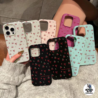 เคส For iPhone 13 เคสหนังเนื้อนิ่มสีแคนดี้ TPU เชอร์รี่น้อยน่ารัก For iPhone 11 15 14 13 12 16 Pro Max X XS XR 7 8 Plus