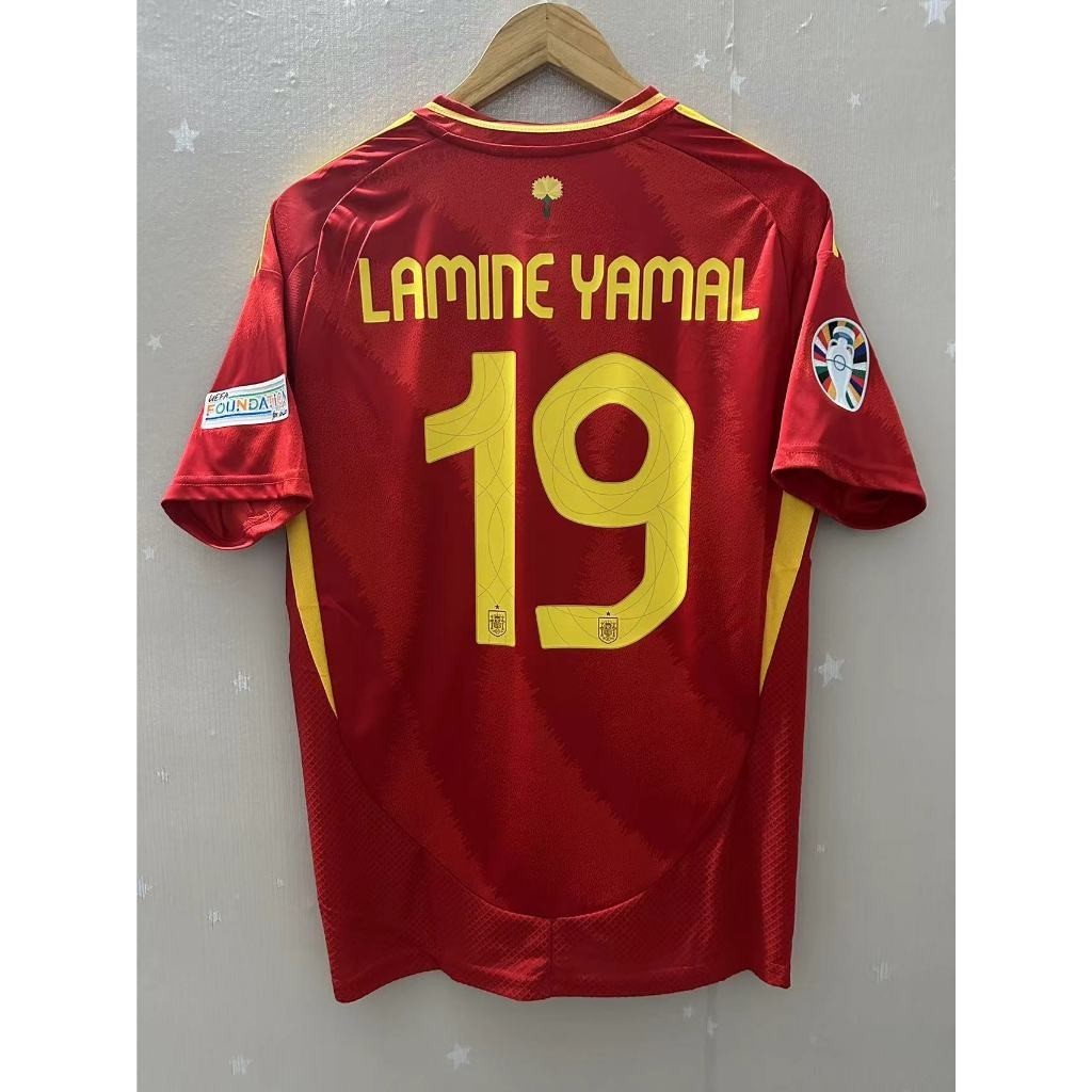 S-XXXXL ใหม่เอี่ยม 2024 สเปนโฮม LAMINE YAMAL WILLIAMS JR. RODRIGO Soccer Jersey เสื้อฟุตบอลแบบกําหนด