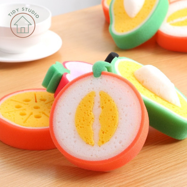 ฟองน้ำล้างจาน ฟองน้ำอาบน้ำ ลายผลไม้ 4 แบบ ฟองน้ำลายน่ารัก