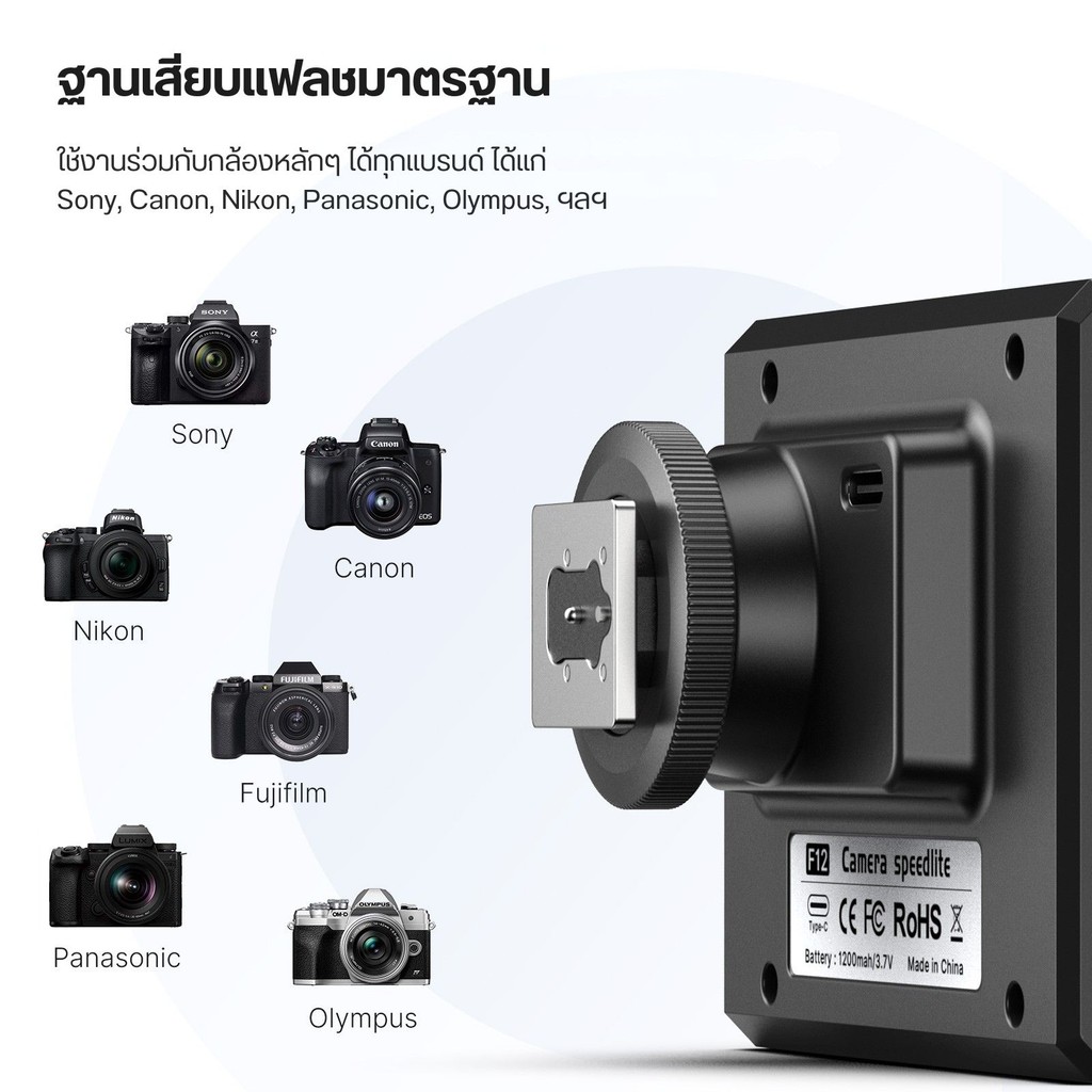 Ulanzi F12 Mini Camera Speedlite แฟลชกล้องถ่ายภาพ Universal Hot Shoe สำหรับ DSLR Mirrorless แบตในตัว