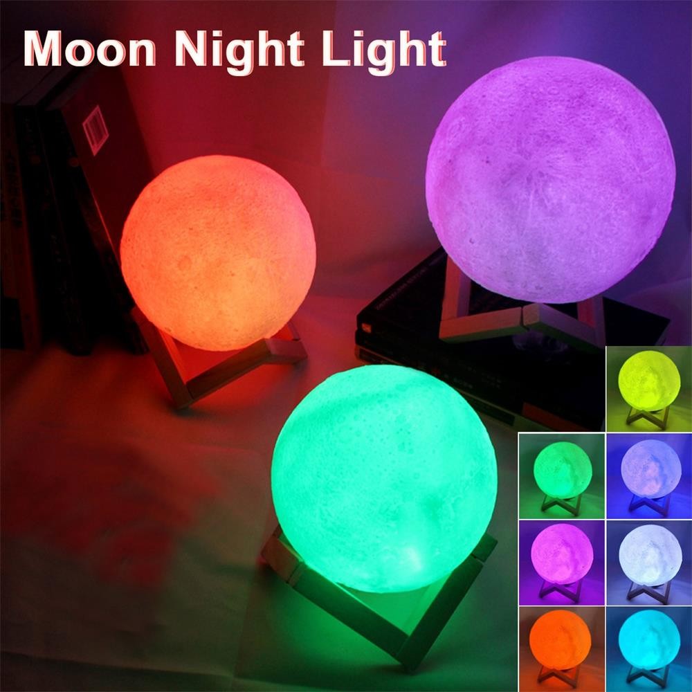 3d Moon LED 8/10 ซม.Night Light Galaxy Earth โคมไฟหนึ่งสีห้องนอนตู้หนังสือ Night Light ตกแต่งบ้านของ