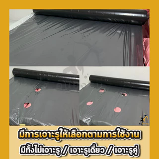 พลาสติกคลุมดิน 0.8ม.x400หลา(360ม) เจาะรูเดี่ยว 1แถว ผ้ายางคลุมดิน ผ้ายางคลุมวัชพืช ผ้ายางคลุมแปลงผัก