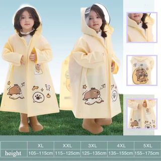 เสื้อกางฝนเด็ก ชุดกันฝนคุโรมิ หมวกปีกใหญ่ขึ้น กระเป๋านักเรียนใบใหญ่ เสื้อกันฝนเด็กชายหญิง