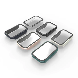 กระจกนิรภัย PC Shell สายยาง for Xiaomi Mi Band 8 Active /Redmi Band 2 เทปป้องกันหน้าจอ for Mi Smart Band 8 Active