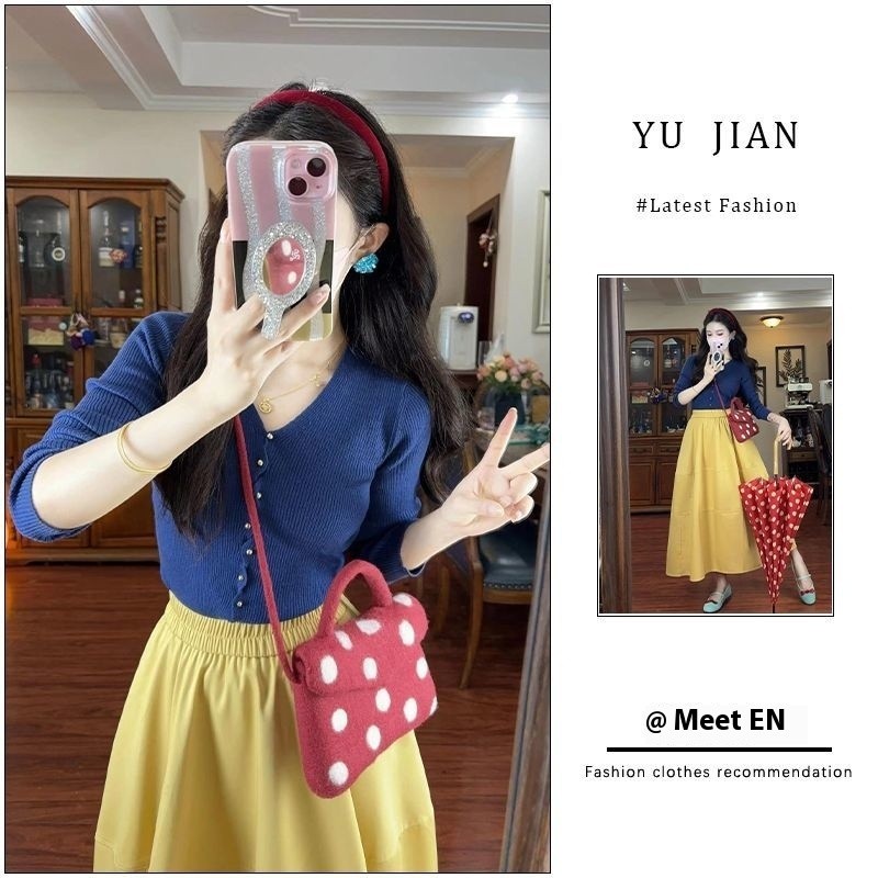 ชุดสูทการ์ตูนสโนว์ไวท์ ลายเสื้อ V-neck slim fit กางเกงเอวสูง