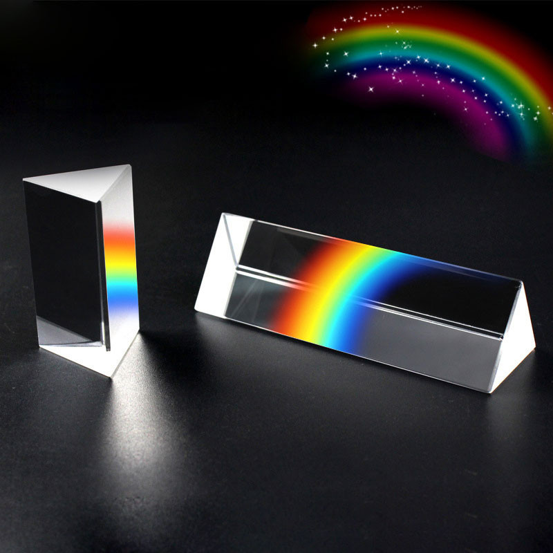 ปริซึมสามเหลี่ยม Rainbow Prisma แก้วคริสตัลถ่ายภาพปริซึมสีปริซึมฟิสิกส์การทดลองแสงสําหรับเด็ก