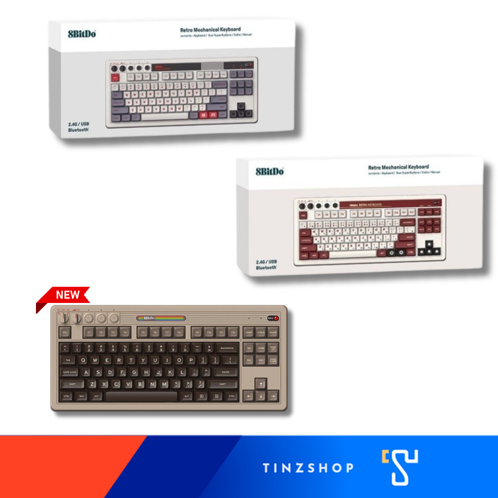 สินค้าขายดีTinzshop 8Bitdo Retro Mechanical Keyboard 85HA01 Bluetooth USB-C Gaming Keyboard คีย์บอร์