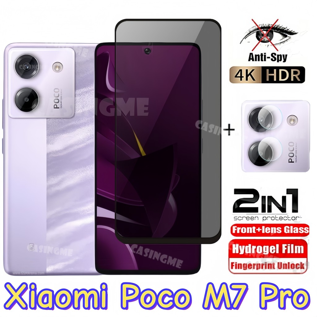 สําหรับ Xiaomi Poco M7 Pro 5G 2024 กระจกนิรภัยส่วนตัว Anti-Spy คลุมทั้งหมดป้องกันหน้าจอ Anti Peek ฟิ