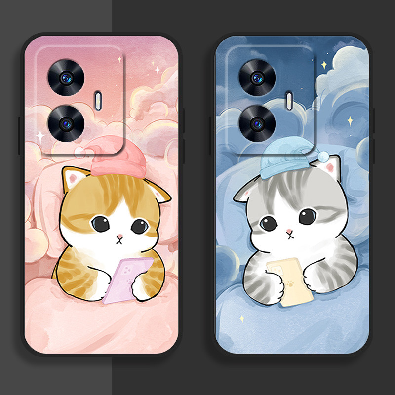 แมวคู่ ปลอกสําหรับ oppo realme c55,c65,c75,c53,c25/y/s,c30,c33,c35,c31,c21/y,c20/a,c17,c15,c12,C67,c