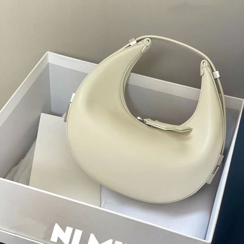 Osoi กระเป๋าถือหนังแท้แฟชั่น Crescent Bag Niche Design Underarm Bag All-Match Simple Commuter Female