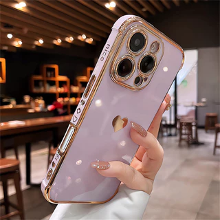 หรูหรา 6D ชุบเคสโทรศัพท์สําหรับ IPhone 11 12 13 14 15 16 Pro Max Soft TPU ปลอกรูปแบบรักฝาครอบกันกระแทก