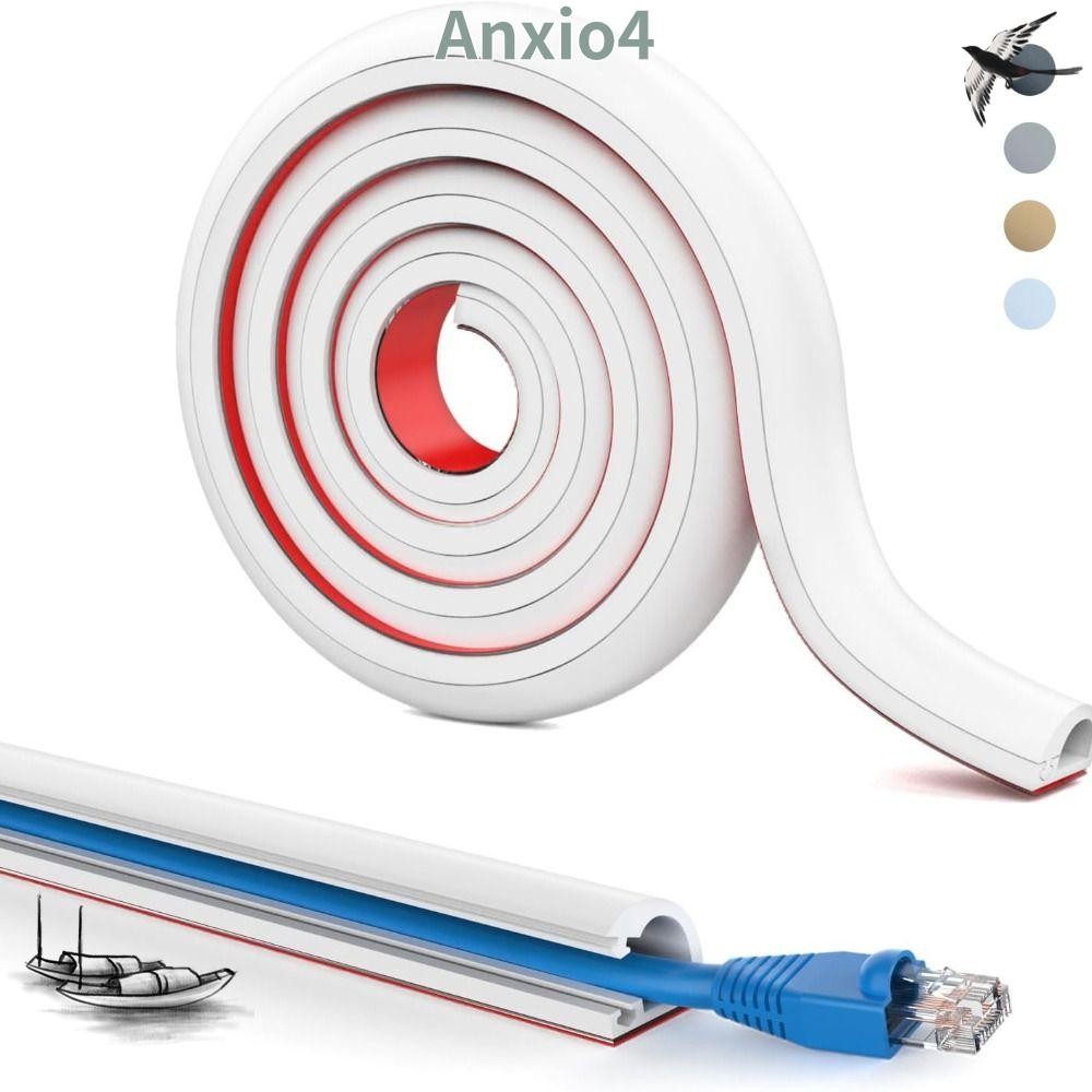 ANXIO4 สายไฟติดผนัง Hider, Self-Adhesive 1m ฝาครอบสายไฟ, Professional PVC Raceway สายยืดหยุ่นคอนซีลเ