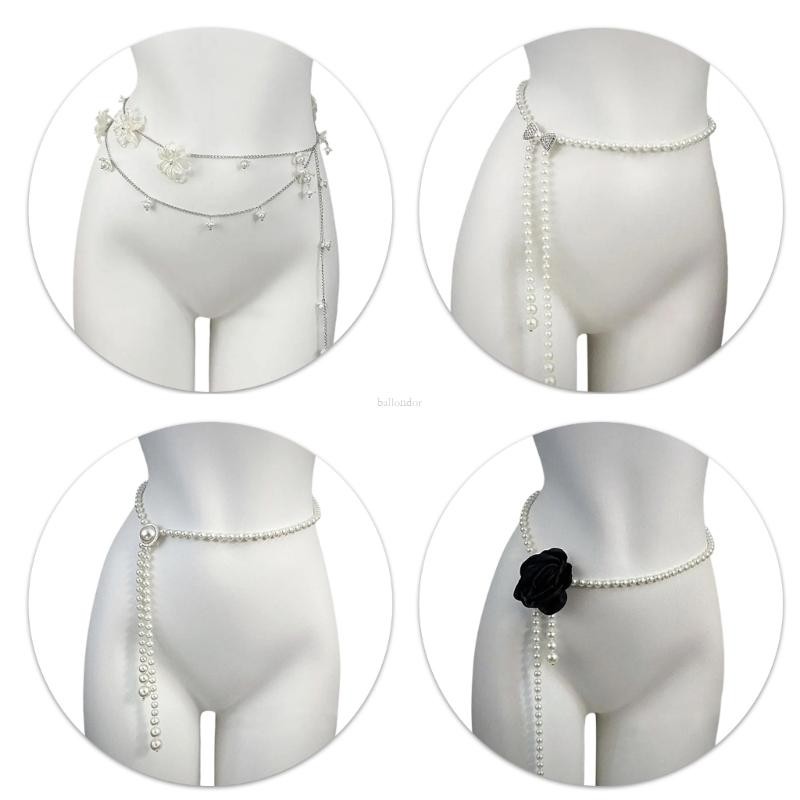 BA Multilayer Pearls เข็มขัดเอว Belly Chain สําหรับชุดเข็มขัดโซ่สําหรับผู้หญิงเอวเข็มขัด Belly Dance