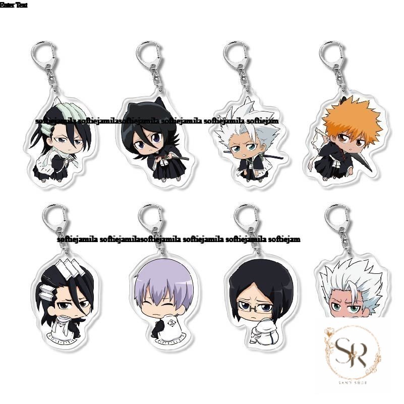 อะนิเมะ BLEACH พวงกุญแจอะคริลิค Urahara Kisuke Kurosaki Ichigo Kuchiki Rukia Gri