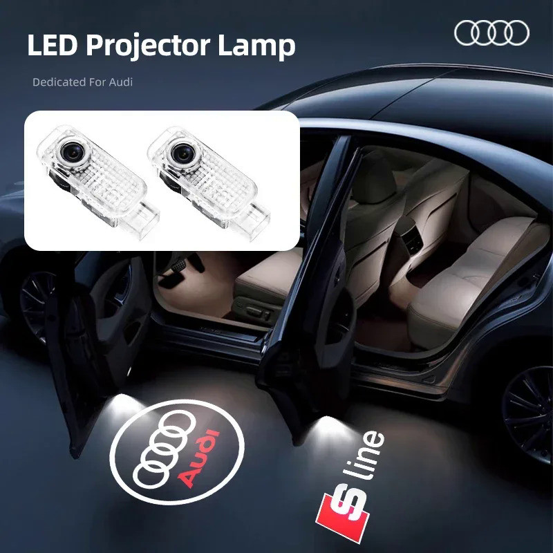 2pcs Car Door Welcome Lights Led Projector Lamps Decoration For Audi A1 A3 A4 A5 A6 A7 A8 B5 B6 B7 C
