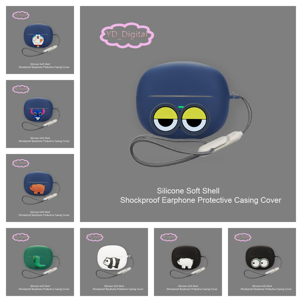 for 1More S20/S20  pro Shell Silicone Earphone Protective Cover Cartoon Headphone Soft Shell Cute He