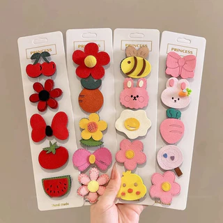 5ชิ้นน่ารักเด็ก ตีนตุ๊กแก สาวน้อยผมฟรีเรียบกิ๊บชุดอุปกรณ์ผม