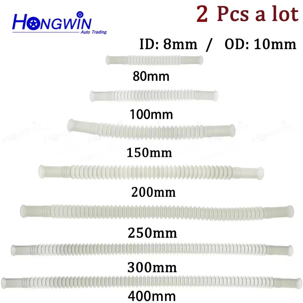 2PCS PA11 ID:8 OD:10 8/10/15/20/25/30/40 ซม.สีขาวสีพลาสติกไนลอนหลอดลูกฟูกท่อสําหรับการใช้ปั๊ม
