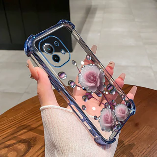 เคสสําหรับ VIVO Y28 4G เคสโทรศัพท์ดอกไม้สีชมพูตูมสี่มุมซิลิโคน TPU นิ่มโปร่งใส ﻿ดีซ
