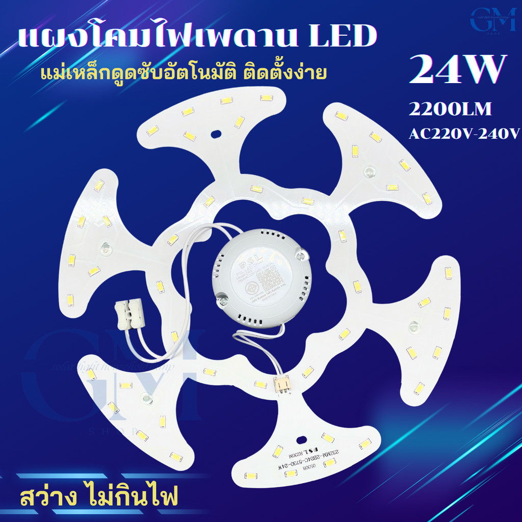 แผงไฟ LED กลม 24W แสงขาว แผงไฟแม่เหล็ก สำหรับโคมเพดาน ใช้แทนหลอดนีออนวงกลม รองรับไฟบ้าน 220V