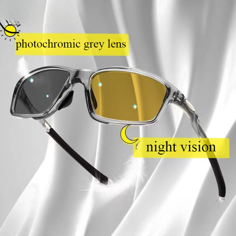 เลนส์สีเหลือง Photochromic Polarized Night Vision Sun แว่นตาผู้ชายผู้หญิง Ultra-Light กีฬา Shades Anti-Slip ขี่ขับรถ Anti-Glare Anti UV แฟชั่นกลางแจ้งแว่นตา XS1116