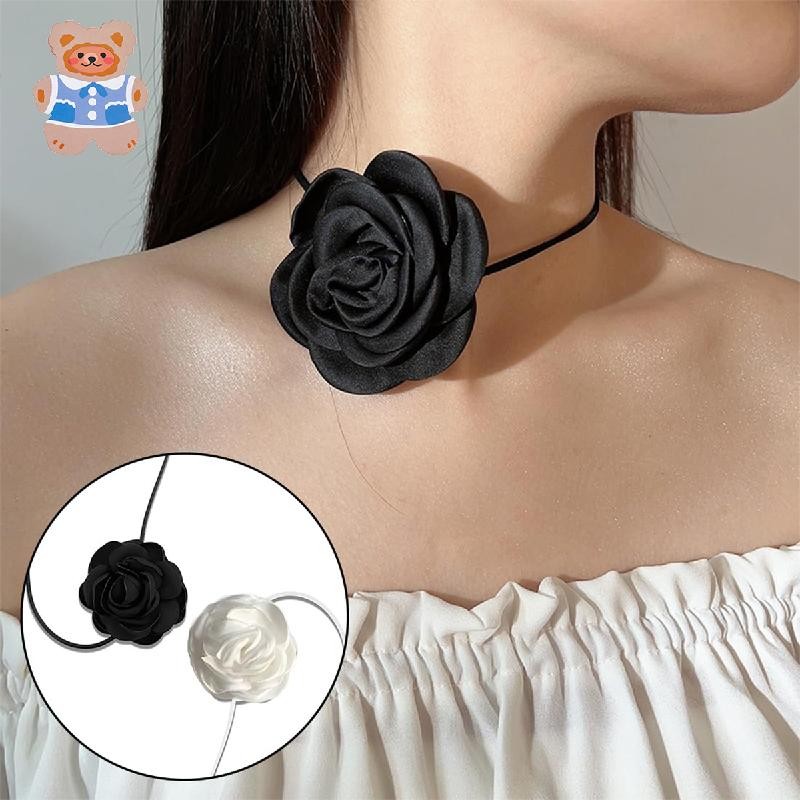 [CRS]สร้อยคอดอกไม้ผู้หญิงกุหลาบดอกไม้สร้อยคอปรับผ้าโซ่กํามะหยี่ดอกไม้สร้อยคอผู้หญิงสาวแต่งงานงานเลี้