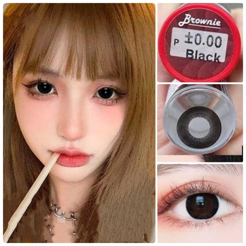 คอนแทคเลนส์ บิ๊กอาย รุ่น Brownie/Rio มีสีดำ Black มีค่าสายตา (0.00)-(10.00)