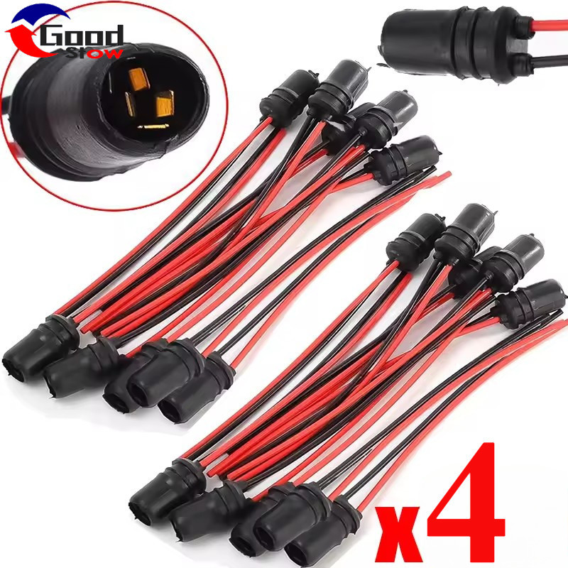 [3-5 วันมาถึง] 2/4 ชิ้น T10 ซ็อกเก็ตผู้ถือโคมไฟ W5W 147 รองรับ, ฐานยาง 10 มม. สําหรับไฟรถยนต์, 14 ซม. Pre-Wired Connector - อะแดปเตอร์แผงเครื่องมือรถจักรยานยนต์