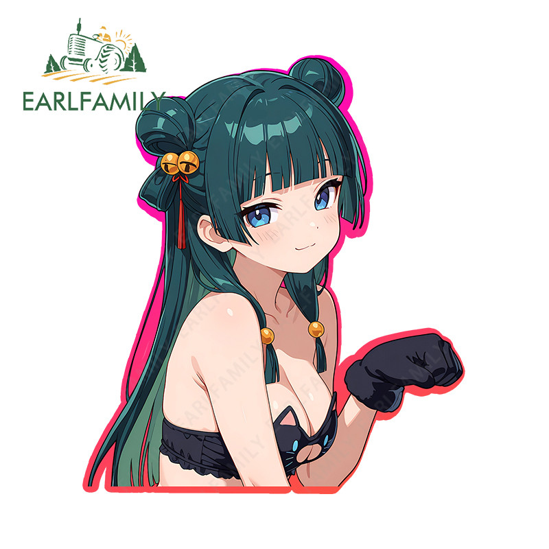 EARLFAMILY Maomao สติกเกอร์รถอารมณ์ขันรถจักรยานยนต์สเก็ตบอร์ดเครื่องปรับอากาศไฟฟ้าจักรยานกระจก PVC D