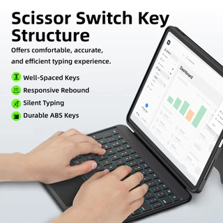 GOOJODOQ คีย์บอร์ดฝาครอบป้องกันสําหรับ IPad การเชื่อมต่อทันทีผ่านตัวเชื่อมต่ออัจฉริยะแยก Meyboard แม่เหล็ก