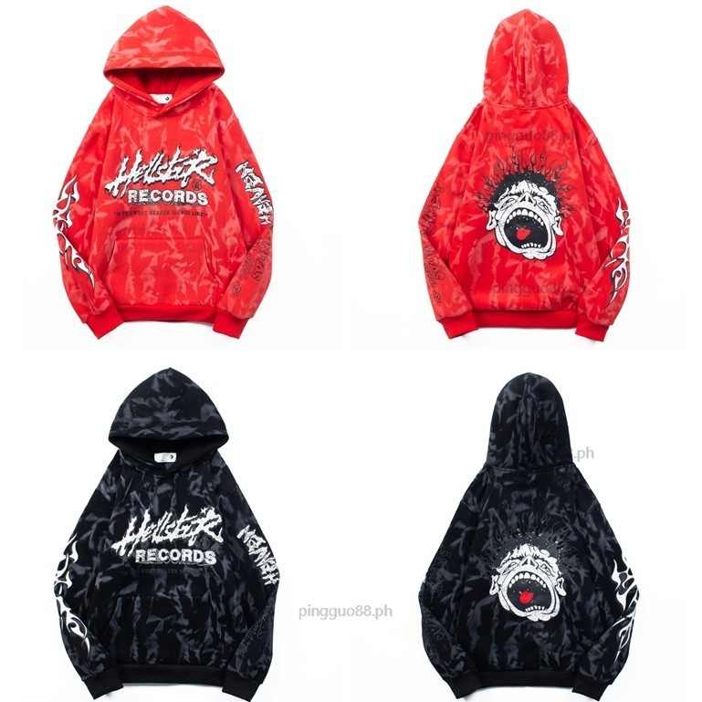 High Street Hell Star Retro Doing Old Dyeing Splashing สีลิ้น Out Little Boy Hoodie Hoodie Hoodie ผู้ชายและผู้หญิง