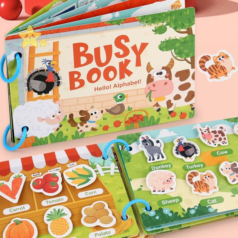[JBTH] เด็กวัยหัดเดิน Baby Busy Book My First Quiet Book Paste Early Learning กิจกรรมปริศนาและสติกเกอร์จับคู่หนังสือเกมกระดาษทนทาน [JB]
